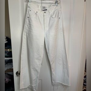 EUC Citizens Of Humanity AYLA White Wide Leg undone hem cropped size 25
